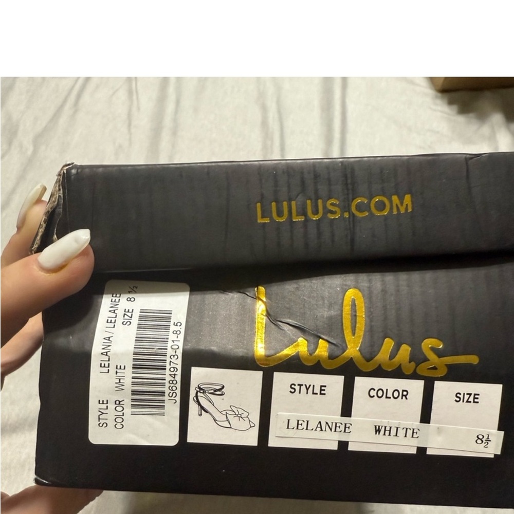 Lulu's White Ankle Strap Heels with Bow Detail - Picture 4 of 4